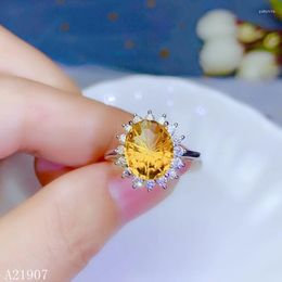 Cluster Rings KJJEAXCMY Boutique Jewellery 925 Sterling Silver Inlaid Citrine Gemstone Female Ring Luxury Style