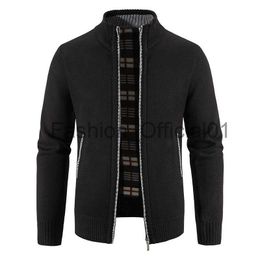 Men's Sweater Autumn Winter Jacket Classic Solid Color Casual Fiber Thin Thick Warm High Quality Synthetic Jumper Zipper Coat x0810