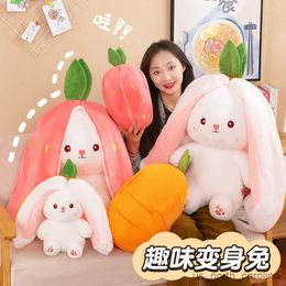 Stuffed Plush Animals 25CM Cute Strawberry Rabbit Doll Plush Toy Carrot Rabbit Small Fruit Doll Stuffed Animal Patung Dolls Toys Gifts R230810