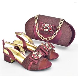 Dress Shoes Doershow Fashion Wine Italian With Matching Bags African Women And Set For Prom Party Summer Sandal SQW1-15