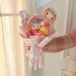 Stuffed Plush Animals My Melody Plush Toy Flower Bouquet Cute Cartoon Stuffed Soft Doll Girl Valentine'S Day Birthday Gifts