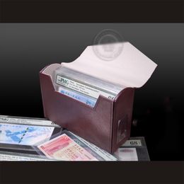 Storage Holders Racks Coins Gifts Case Organizer PMG Graded Banknotes Currency Holder Folder PU Leather Collection Box Paper Money Protective 230810