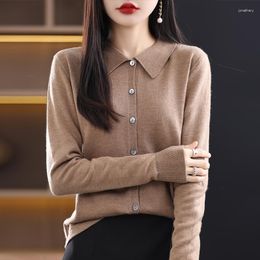 Women's Knits Women Cardigan Cashmere Wool Sweater 2023 Spring Thin Knitted Jacket Female Soft Basic Shirt Solid Long Sleeve Tops