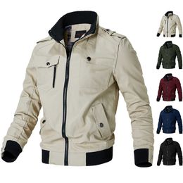 Mens Jackets Spring Autumn Bomber Jacket Men Fashion Casual Windbreaker Coat Outwear Stand Slim Military 230810