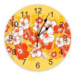 Wall Clocks Hawaiian Tropical Flower Summer Bedroom Clock Large Modern Kitchen Dinning Round Living Room Watch Home Decor