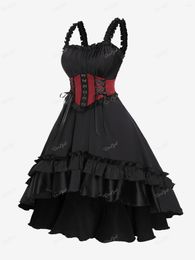 Plus Size Dresses ROSEGAL Gothic Party Lolita Layered Ruffled Frilled Lace-up High Low Maxi Corset Dress Vintage Vestidos 5X