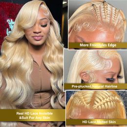 Cosdelu 30 40 Inch Honey 613 Blonde Lace Frontal Human Hair Wigs HD Transparen 13x4 Body Wave 13x6 Brazilian Front Wig for Women