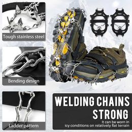 Rock Protection Ice Cleats Crampons 19 Spikes Stainless Steel Anti-Slip Traction Grips for Snow Shoes and Boots Safety Traction Microspikes Per HKD230810