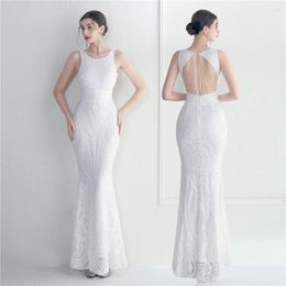 Casual Dresses Luxury Elegant Curve Mermaid Women Wedding Guest Special Events Bridesmaid Evening Sequin Lace Backless Original Design