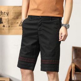 Men's Shorts 2023 Summer Pure Cotton Spliced Striped Korean Fashion Slim Fit Capris Large Stretch Breathable Casual