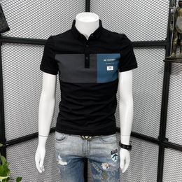 Men's Polos Vintage Clothes Skinny Polo T-shirt With Collar Man Tee Shirts Casual Summer Cotton Plain Top Chic High Quality Streetwear