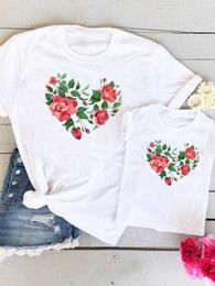 Family Matching Outfits Family Matching Outfits Flower Love Heart Cute Women Casual Kid Child Summer Mom Mama Mother Tshirt Tee T-shirt Clothes Clothing