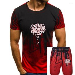 Men's T Shirts Men T-shirt Flower Cherry Blossoms Tshirt Fashionable Black Shirt Thanksgiving Day Gift Tops Plus Size Floral Clothes Cotton