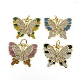 Pendant Necklaces Trendy Fashion Colourful Butterfly CZ Cubic Zirconia Copper Gold Plated Necklace Accessories For Women Jewellery Making