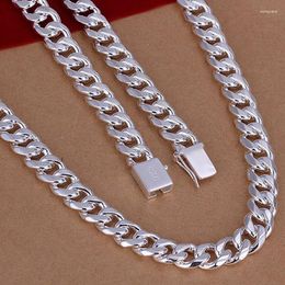 Chains OMHXZJ Wholesale European Man Party Wedding Gift Wide Silver Color Alloy Precious Metal 925 Sign Logo Chain Necklace NA187