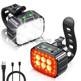 Bike Lights USB Rechargeable LED Light Front And Tail Set Super Bright For Night Riding HKD230810