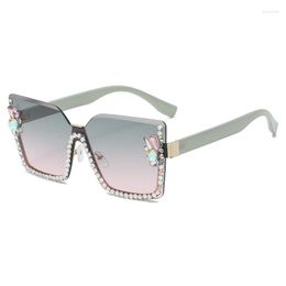 Sunglasses Diamond Cat Eye Semi-Rimless Sun Glasses Women Designer Crystal Sexy Frame Rhinestone Eyewear Oculos