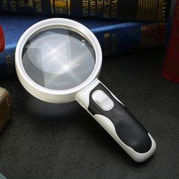 Other Optics Instruments 20 Times Optical Magnifying Glass With LED Lights Diameter 80mm Handheld Backlit Magnifier For Reading lupa con luz led 230809