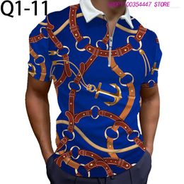 Men's Polos 2023 Spring Summer Casual Zipper HD 3D Printing Fashion T-shirt POLO Shirt Travel