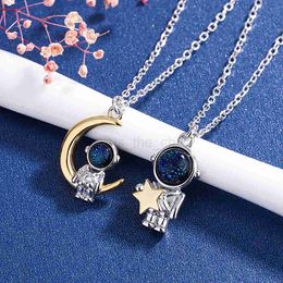 Pendant Necklaces TKJ ins Wind Star Moon Yue Hangyuan Necklace Simple Navigator Couple Necklace Astronaut Clavicle Chain