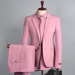 Men's Suits Blazers Sets Men Business Casual Fashion Vintage Slim Fit Formal Dress Wedding Jacket Pant Shirt Stage Clothes 230809