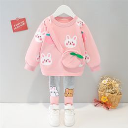 Clothing Sets Spring Autumn Baby Girls Kids Cartoon Rabbit Long Sleeve T Shirt Pants Children Casual Clothes Infant Outfit 230810