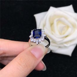 Band Rings Solid White Gold 18K Women Ring 3CT Sapphire Engagement Ring Statement Wedding Gift Brilliant Forever Perfect Part Jewellery