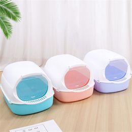 Other Cat Supplies Pet Kitten Anti Splash Toilet Litter Tray Indoor Bedpans Fully Enclosed Plastic Sandbox Box Deodorizer 230810