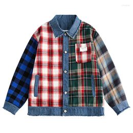 Men's Jackets Men Streetwear Vintage Denim Jacket Ripped Patchwork Hip Hop Harajuku Jeans 2023 Retro Bomber Coat Cotton1