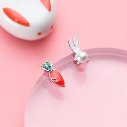 Stud Earrings MloveAcc Arrival Asymmetry Real 925 Sterling Silver Carrot Ear Jewelry For Women Girls