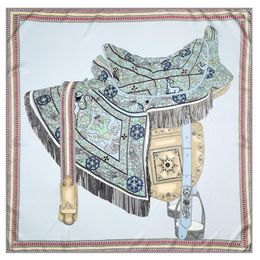 Scarves Hand Rolled Twill Silk Scarf Women Prairie Saddle Square Echarpes Foulards Femme Wrap Bandana Hijab Shawl Beach Towel