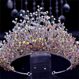 Wedding Hair Jewellery AB Colourful Bridal Jewellery Luxury Crystal AB Bridal Crown Tiaras Fashion Women Hair Accessories 230809