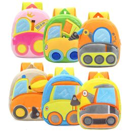 Backpacks 2 4 Years Engineering Vehicles Backpack Children Kindergarten Schoolbag Baby Toddler 2023 Cartoon 3D Excavator Tractor 230810