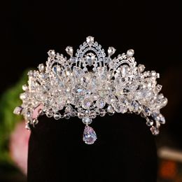 Wedding Hair Jewellery Tiara Crystal Luxury Bridal Crown White Diadem Tiaras Forehead Headband Accessories Headpieces Head 230809