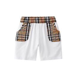 Summer Baby Boys Brand Shorts Kids Plaid Beach Shorts with Pocket Children Breathable Elastic Waist Shorts