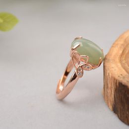 Cluster Rings Light Green Duck Egg Blue Jade Ring Medium Number S925 Silver-encrusted And Tianyu Men's Women's