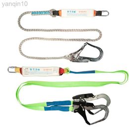 Rock Protection Safety rope Steel hook Buffer type fall arrest safety rope with buffer bag Shock absorption Safety harness rope accessory ZL265 HKD230810