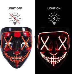Halloween Neon Mask Led Mask Masque Masquerade Party Masks Light Glow In The Dark Horror Masks Cosplay Costume Supplies Mask HKD230810