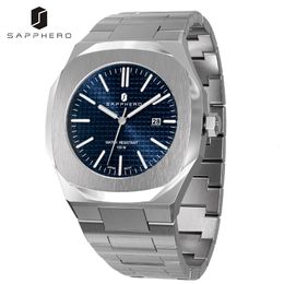 Wristwatches SAPPHERO Luxury Mens Watch 100M Waterproof Stainless Steel Quartz Date Clock Casual Business Wristwatch Style for Men 230809