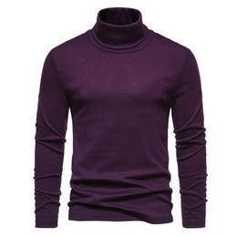 Men's Sweaters Mens Purple Turtleneck Sweater Autumn Winter Long Sleeve Warm Casual Basic Tops Slim Fit Warm Pullovers Undershirt Men 12 Colours 230810