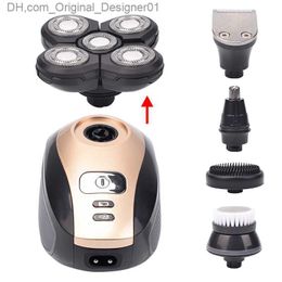 5-in-1 4D Men's Rechargeable Bald Head Electric shaver 5 Floating Head Beard Nose Ear Trimming Razor Face Cutting Brush Z230814