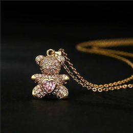 Pendant Necklaces TKJ Fashion Cute Panda Pendant Necklace Micro-inlaid Coloured Zircon Love Bear Pendant Necklace