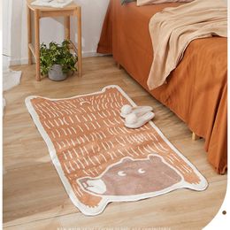 Carpets Cute Cartoon Stick Figure Bear Design For Children's Room Carpet Mat Brown Grey Blue Nordic Style Living