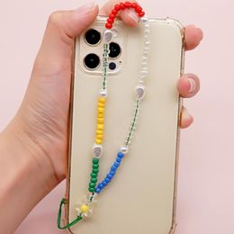 Link Bracelets YASTYT Acrylic Flowers White Imitation Pearl Phone Chain Charm Jewellery Colourful Beaded Mobile For Women