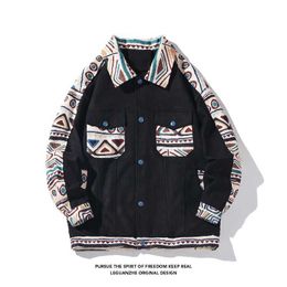 Bohemian Unique Print Stitching Coat Fall Winter High Street Unisex Travel Couple High Quality Clothes Padded Warm Jackets