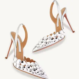 Sandálias Rhinestone Plataforma de designer Sapatos femininos Design cruzado Design fechado Torneiro traseiro Sapato de vestido de 11,5 cm de altura Sandália de couro de qualidade 35-41