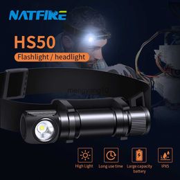 Bike Lights NATFIRE HS50 Headlamp LED EDC 18650 Rechargeable USB C Head Lamp 1000LM Bright Outdoor Fishing Torch with Magnet Tail Cap HKD230810