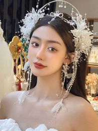 Wedding Hair Jewelry Bridal tiara original flowers fringed hair bands shiny crystal crown knot wedding accessories 230809