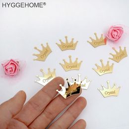 Other Event Party Supplies 50pcs Personalized Mirror Crown Wedding Tags Table Center Decoration Card Acrylic Name Sign Stickers Party Favors Laser Cut Gift 230809