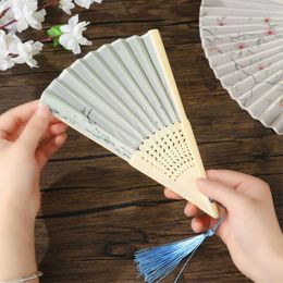 Chinese Style Products Chinese Style Silk Bamboo Folding Fan Vintage Painting Craft Handheld Fan Dance Performance Props Home Decor Desktop Ornaments